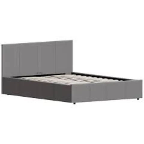 BOXED LASSIC VIDA DESIGNS LISBON DOUBLE OTTOMAN FAUX LEATHER BED - GREY (3 BOXES)