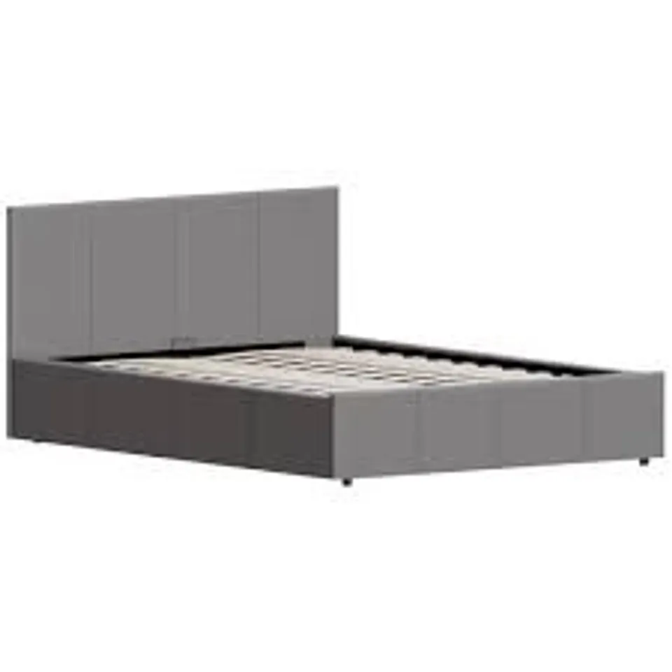 BOXED LASSIC VIDA DESIGNS LISBON DOUBLE OTTOMAN FAUX LEATHER BED - GREY (3 BOXES)