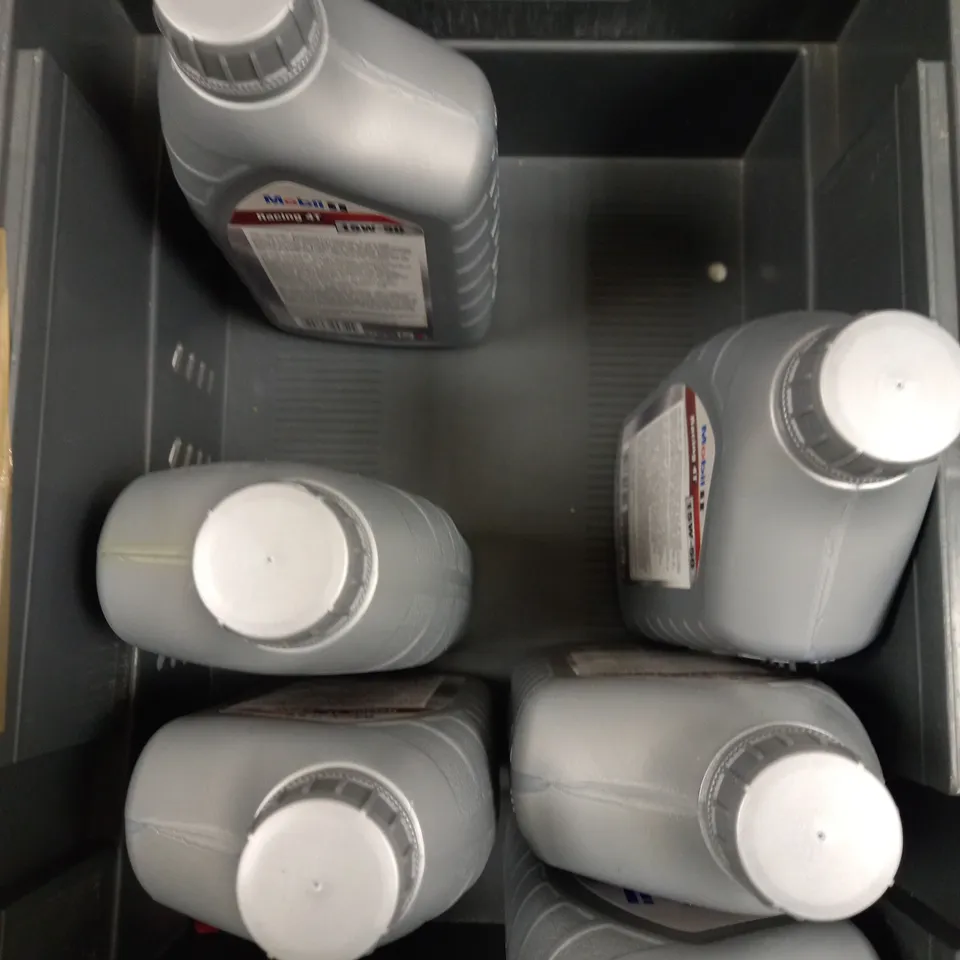 BOX OF 10 ASSORTED VEHICLE MAINTENCE FLUIDS TO CONTAIN STANS RACE SEALANT, MOBIL RACING 4T MOTORCYCLE OIL, TURTLE WAX WAX & DRY ETC 