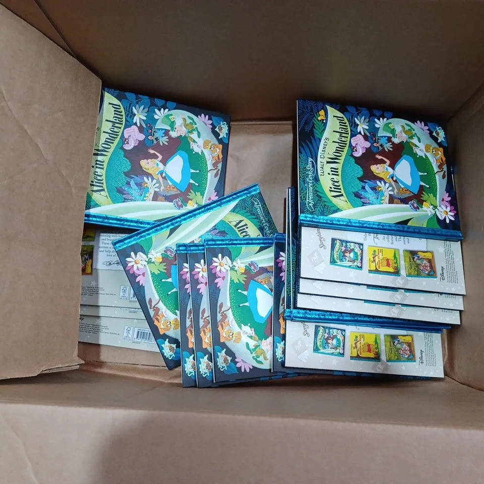 BOX TO CONTAIN APPROX. 20 X WALT DISNEY A TREASURE COVE STORY, "ALICE IN WONDERLAND" CHILDRENS BEDTIME STORY BOOKS 