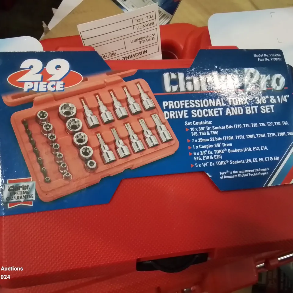 BOX OF MIXED TOOLS TO INCLUDE:HEX TORX KEY SET, FUEL INJECTION PRESSURE KIT, SANDER ETC.