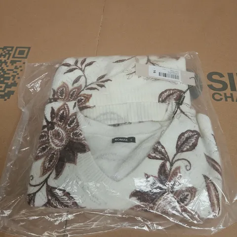ROMAN IVORY V-NECK PRINT JUMPER – WOMEN’S KNITWEAR UK 16