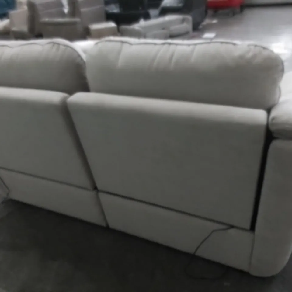 DESIGNER G PLAN MADE JACKSON MONTILLA ALMOND FABRIC ELECTRIC RECLINING THREE SEATER SOFA