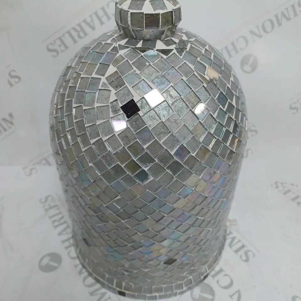 HOUSE ADDITIONS SMALL BELL JAR DECORATIVE ORNAMENT IN SILVER MOSAIC