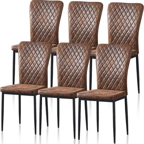 BOXED AINPECCA UPHOLSTERED DINING CHAIRS (SET OF 6) - BROWN (1 BOX)