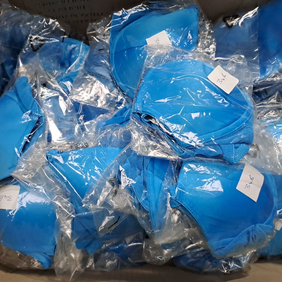 BOX OF APROX 30 ASSORTED TOP SHOP BLUE BRAS - SIZES VARY 