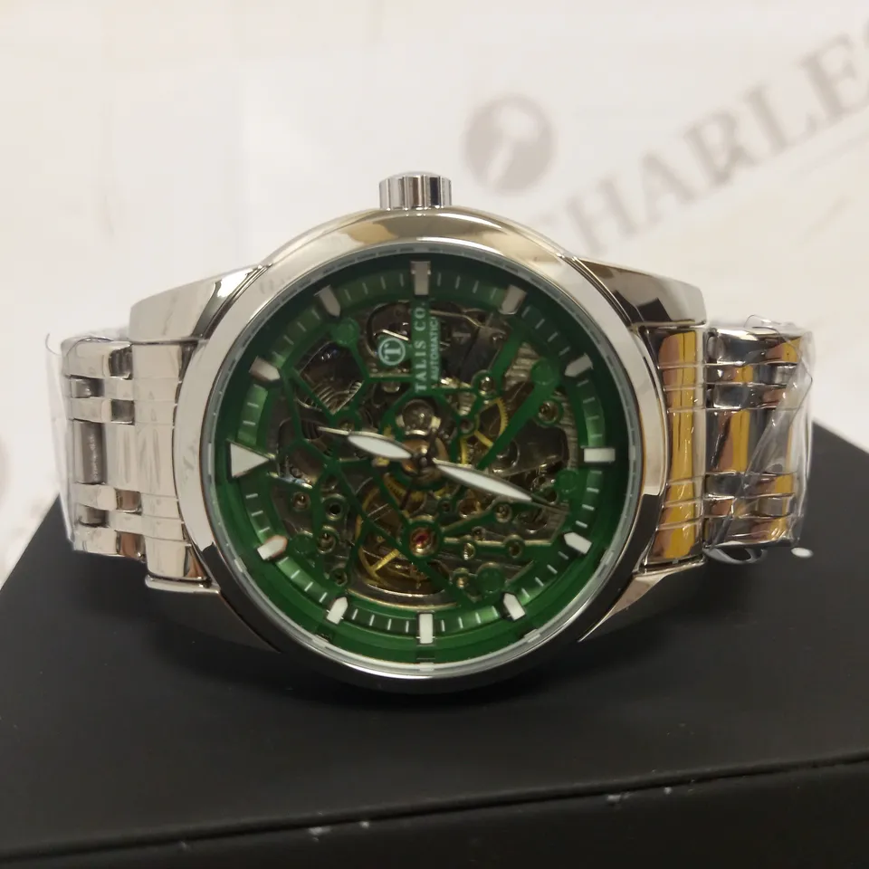 TALIS CO SKELETON GREEN BRACELET STRAP WRISTWATCH RRP £550