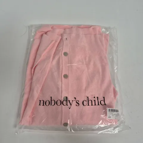 BAGGED NOBODYS CHILD ESSENTIAL CREW NECK CARDIGAN IN PINK - UK LARGE