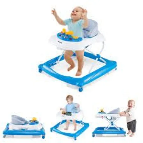BOXED TODDLER ACTIVITY CENTER PUSH WALKER WITH 3 ADJUSTABLE HEIGHTS-BLUE