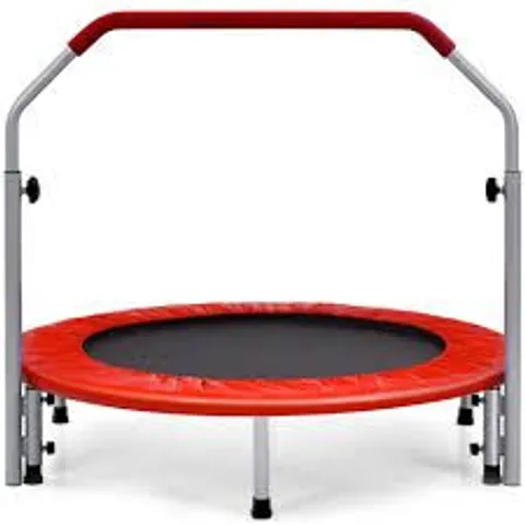 BOXED 101CM FOLDABLE TRAMPOLINE WITH 4 LEVEL ADJUSTABLE HANDLE - RED