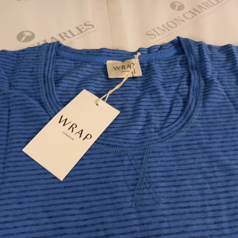 WRAP BRIGHT BLUE ROUND NECK T-SHIRT - UK 14