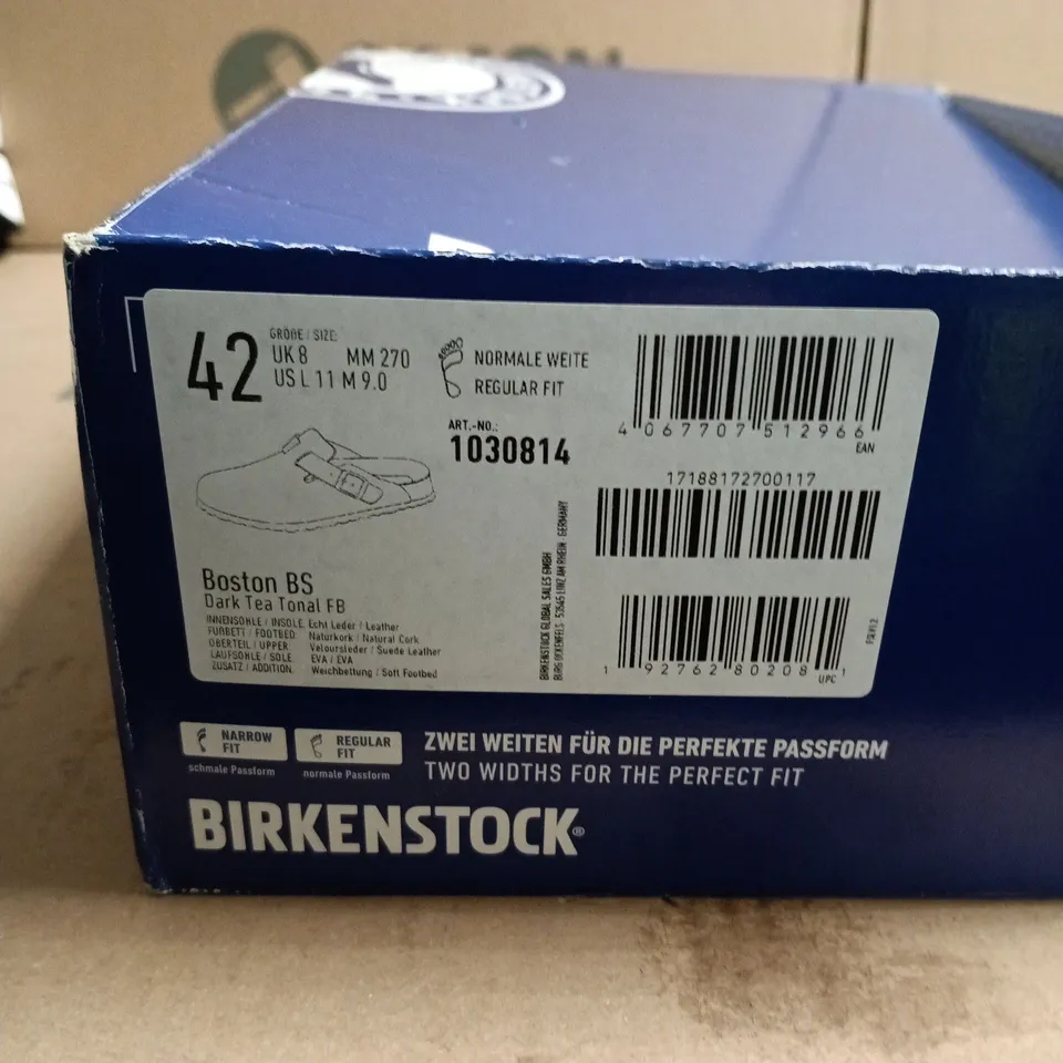 BIRKENSTOCK BOSTON BS SANDALS – DARK TEA TONAL, UK 8 (EU 42) PAIR