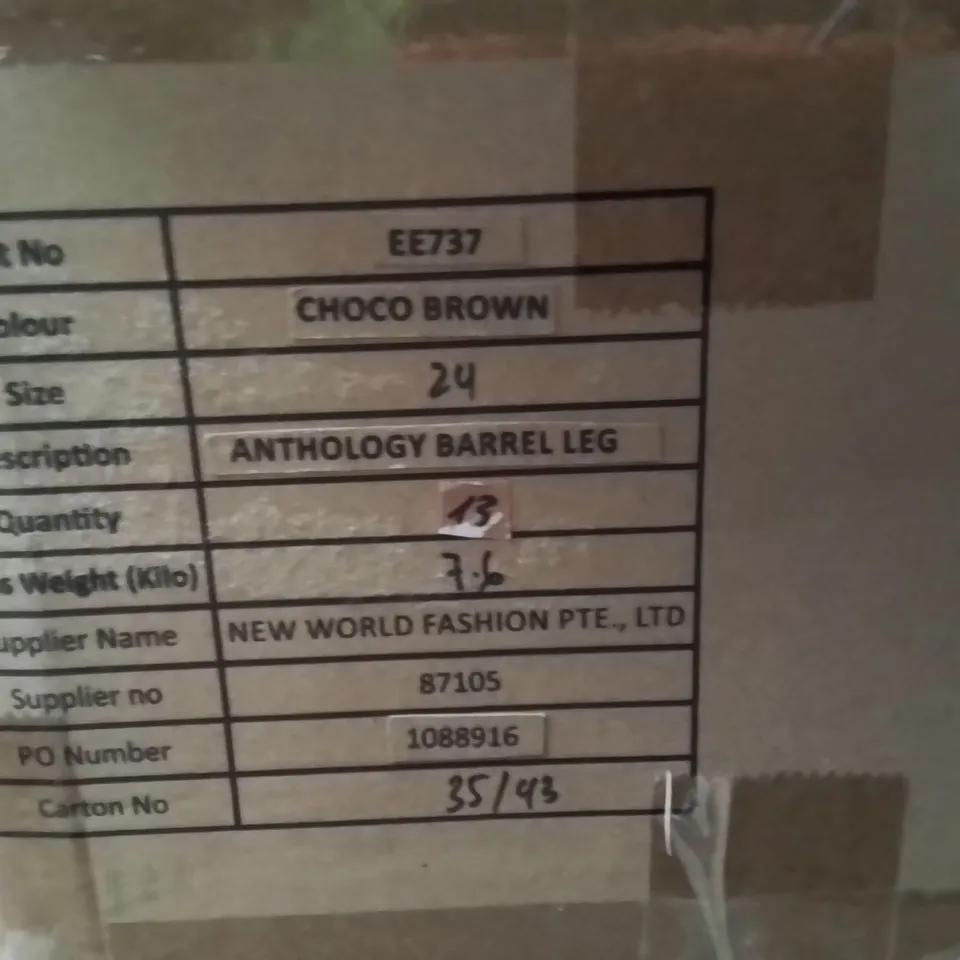 BOXED BRAND NEW APPROXIMATELY 13 ANTHOLOGY TAPERED TROUSERS CHOC BROWN SIZE 24