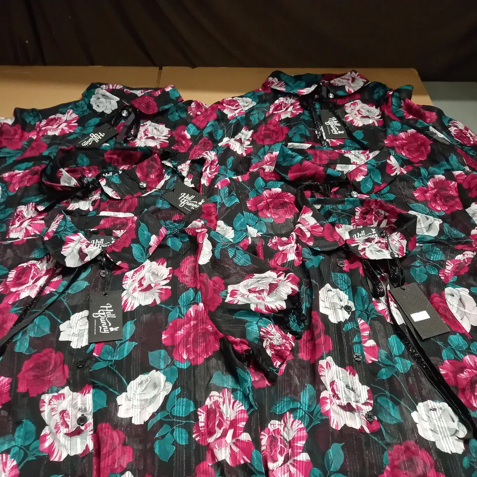 LOT OF 6 HELL BUNNY FLORAL PRINT SHIRTS - VARIOUS SIZES