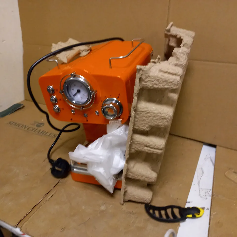 SWAN RETRO PUMP ESPRESSO COFFEE MACHINE - ORANGE