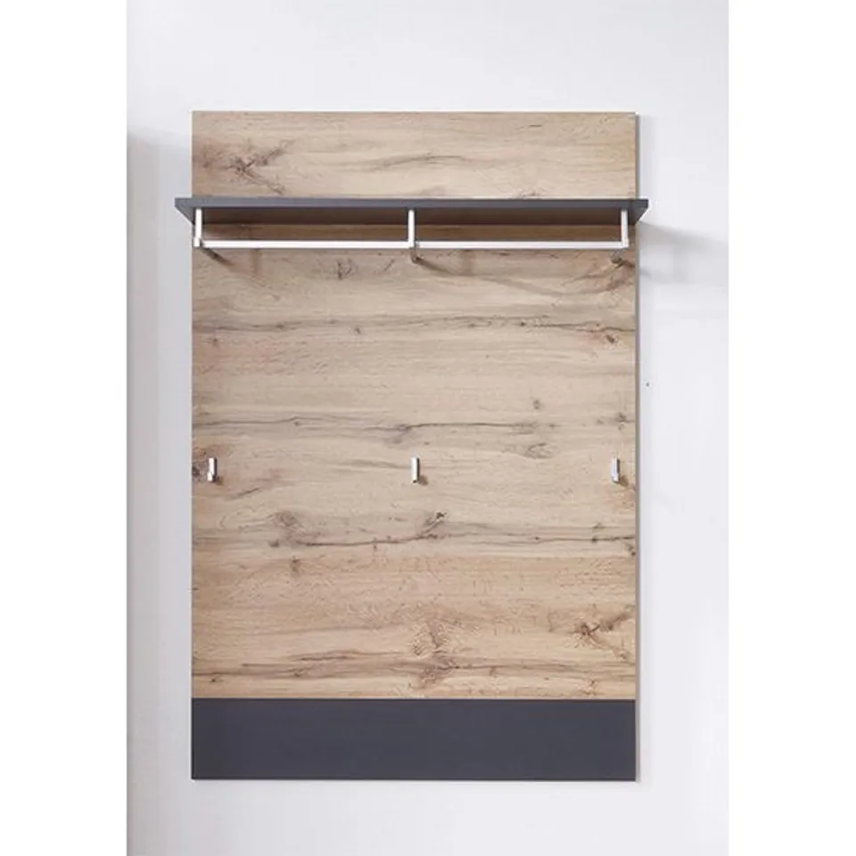 BRAND NEW BOXED COYCO WOODEN COAT RACK IN WOTAN OAK AND GREY (1 BOX)
