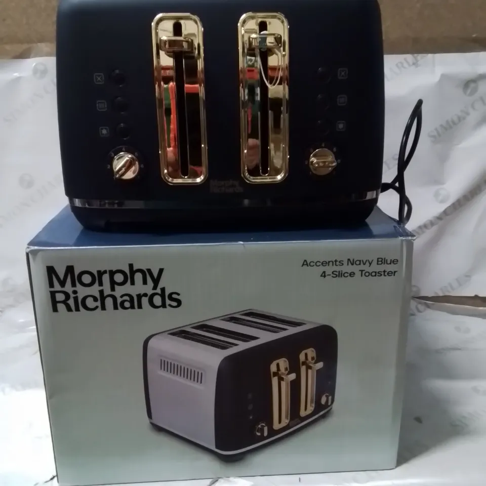BOXED MORPHY RICHARDS 4 SLICE TOASTER NAVY BLUE