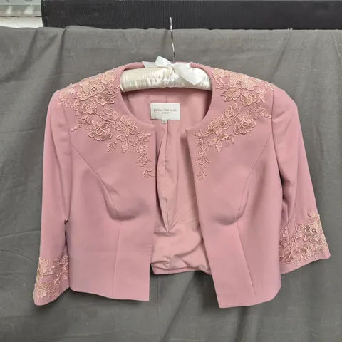JOHN CHARLES PINK FLORAL LACE-EMBROIDERED BLAZER – WOMEN'S - SIZE 10