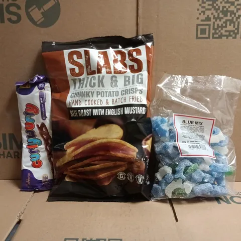 APPROXIMATELY 10 ASSORTED FOOD AND DRINK ITEMS TO INCLUDE BLUE MIX, SLABS, ETC