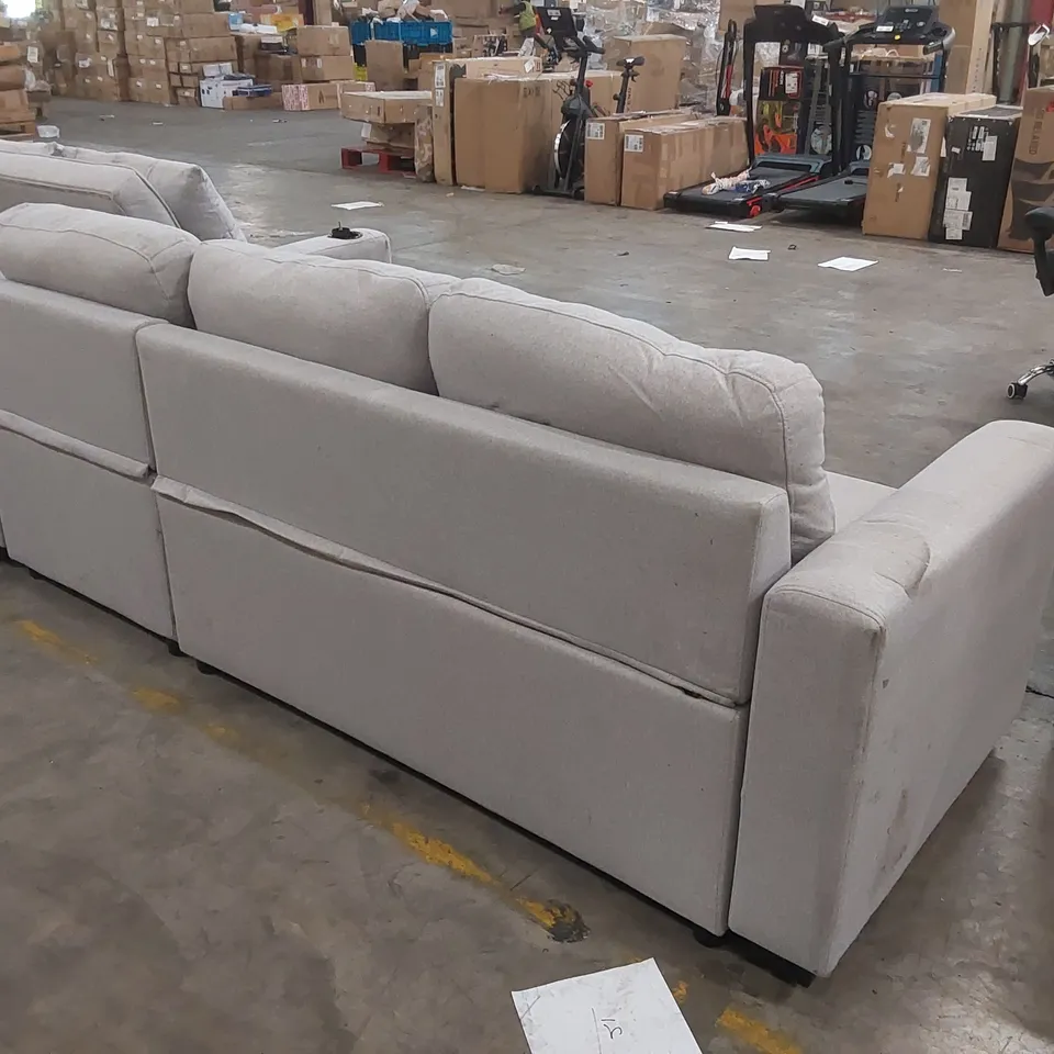 QUALITY DESIGNER FABRIC UPHOLSTERED CORNER SOFA BED WITH STORAGE 