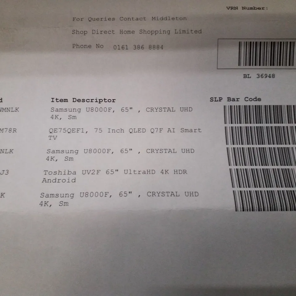 PALLET CONTAINING 5 DAMAGED TVS