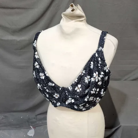 ELOMI FLORAL PRINT SWIM TOP – NAVY WITH WHITE FLOWERS, UK 34J