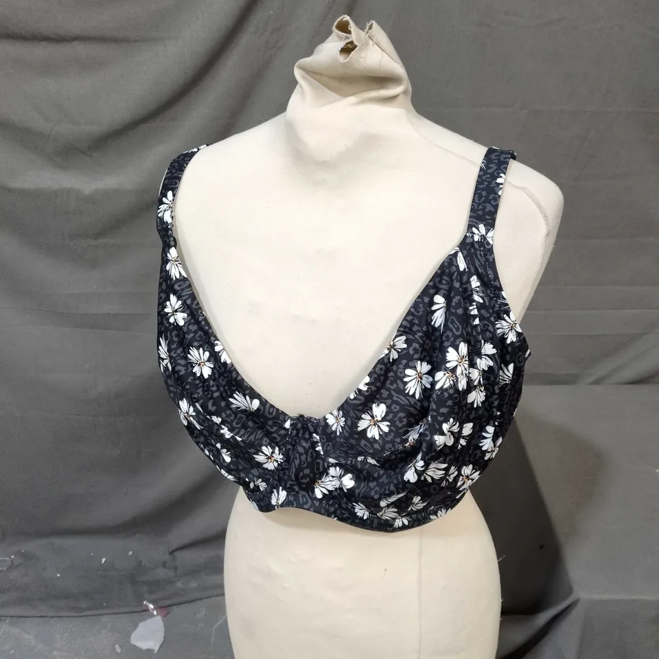 ELOMI FLORAL PRINT SWIM TOP – NAVY WITH WHITE FLOWERS, UK 34J