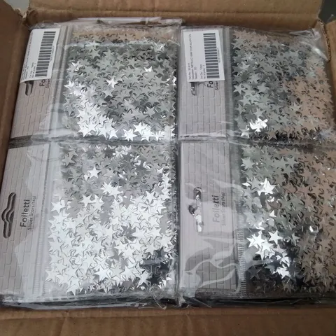 LOT OF 14 BOXES OF BRAND NEW METALLIC 10MM SILVER STAR CONFETTI - 144 PIECES PER BOX / TOTAL 2016