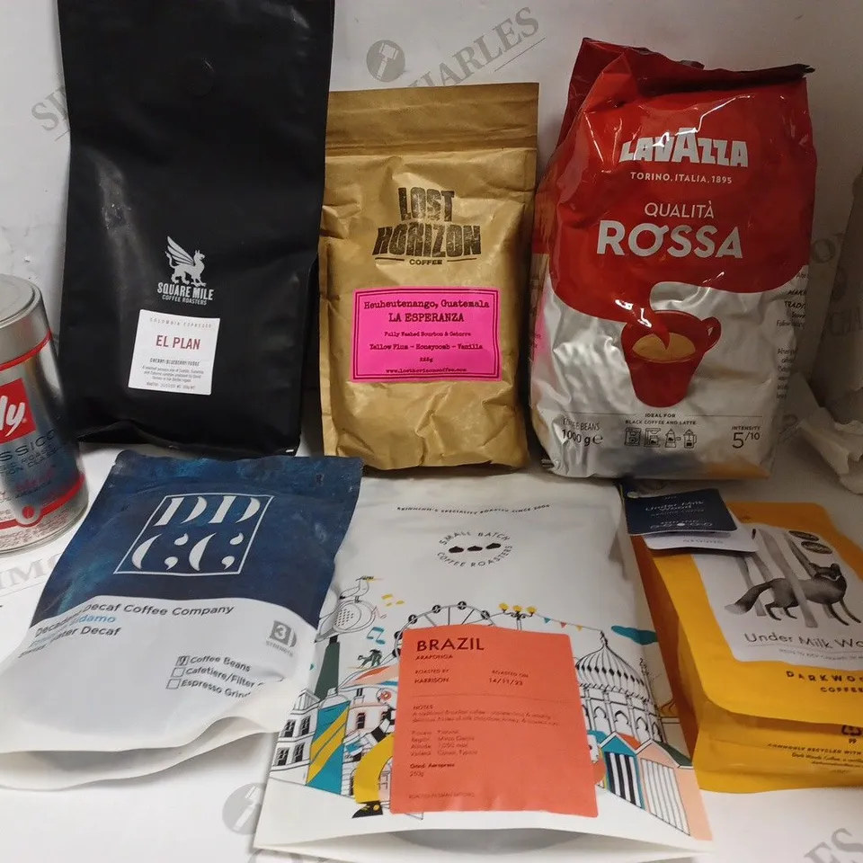 APPROXIMATELY 7 COFFEE PRODUCTS TO INCLUDE ILLY, LOST HORIZON, SQUARE MILE ETC 