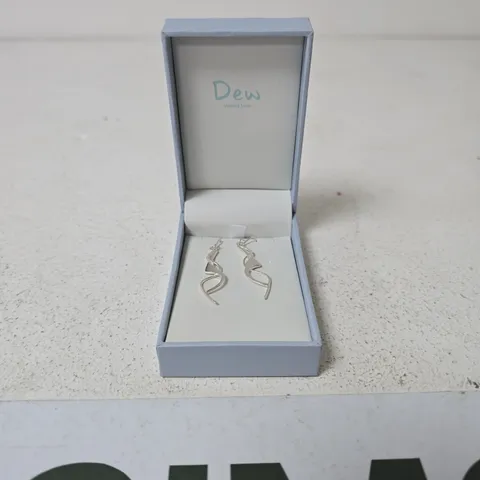 DEW STIRLING SILVER DROP EAR RINGS IN BOX