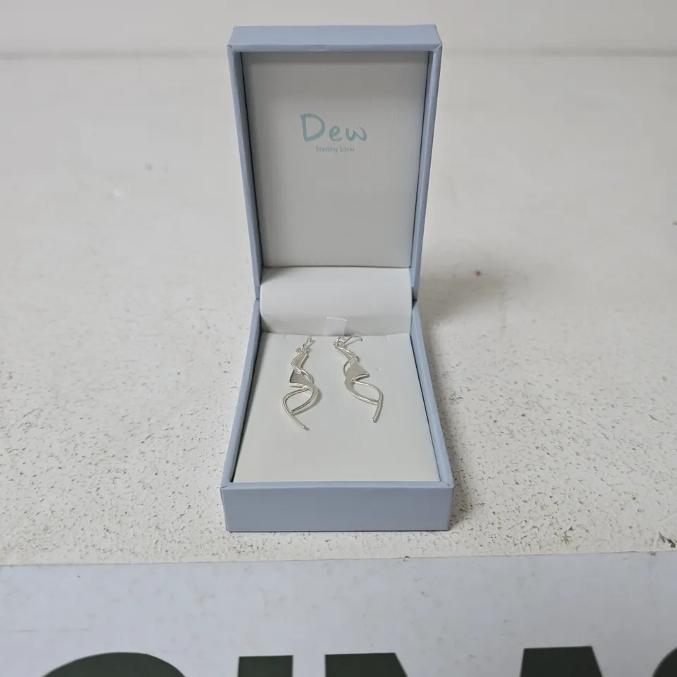 DEW STIRLING SILVER DROP EAR RINGS IN BOX