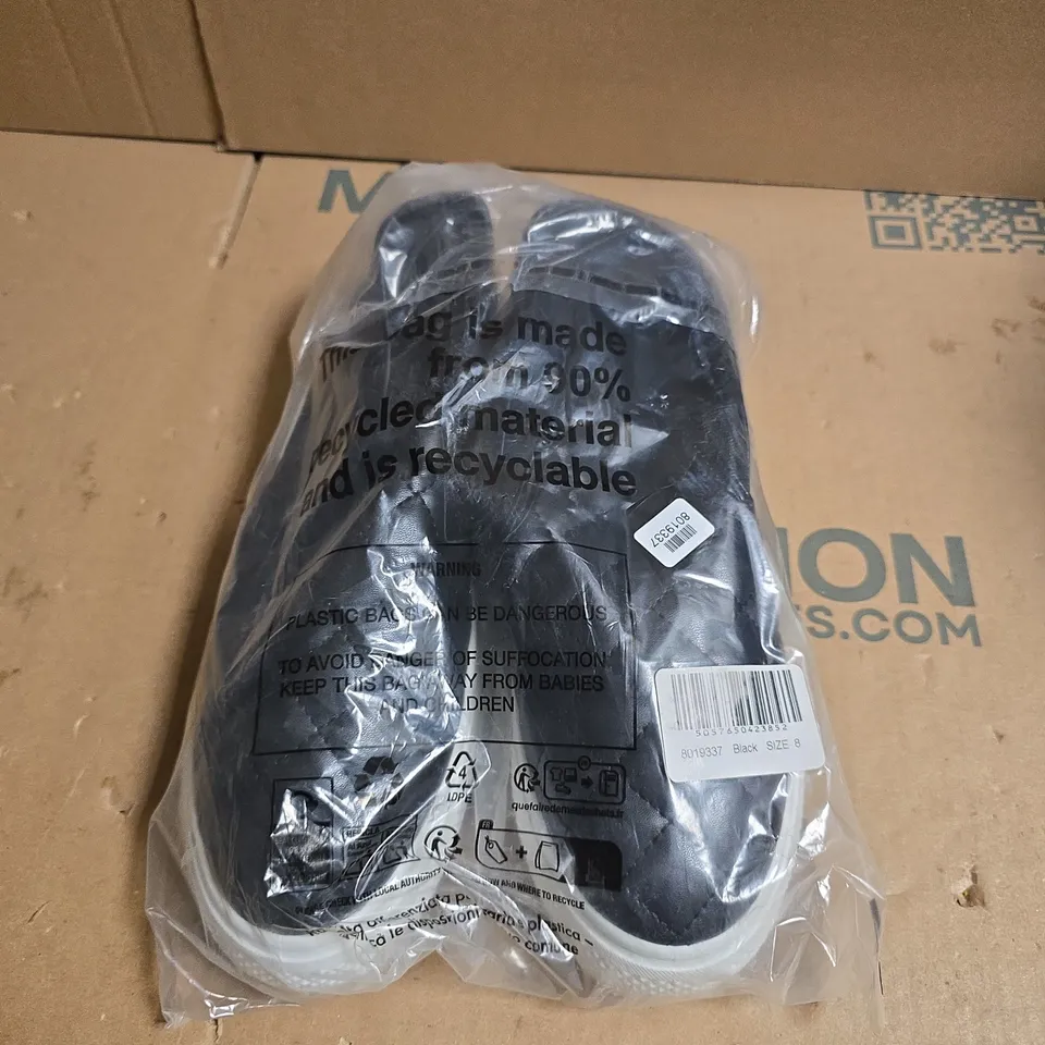 QUILTED BLACK SLIP ON TRAINERS - UK SIZE 8