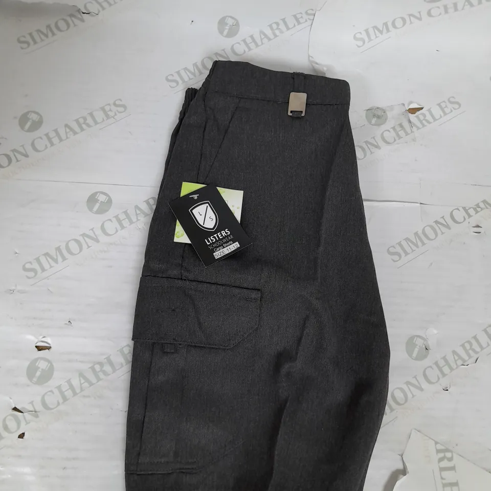 LISTERS SCHOOLWEAR CARGO SHORTS IN DARK GREY SIZE 11-12YRS