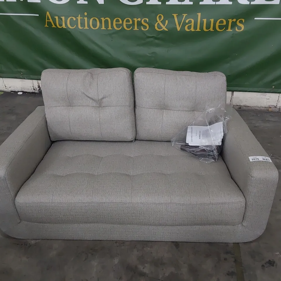DESIGNER NORDIC TWO SEATER SOFA LIGHT GREY FABRIC 