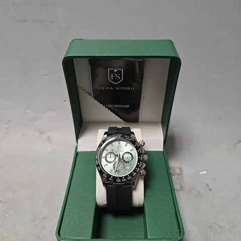 FRANK SCHMIDT WATCH – MULTI FUNCTION SUB DIALS WITH DATE – HQ RUBBER SPORTS STRAP – 3ATM WATER RESISTANT – GIFT BOX INCLUDED