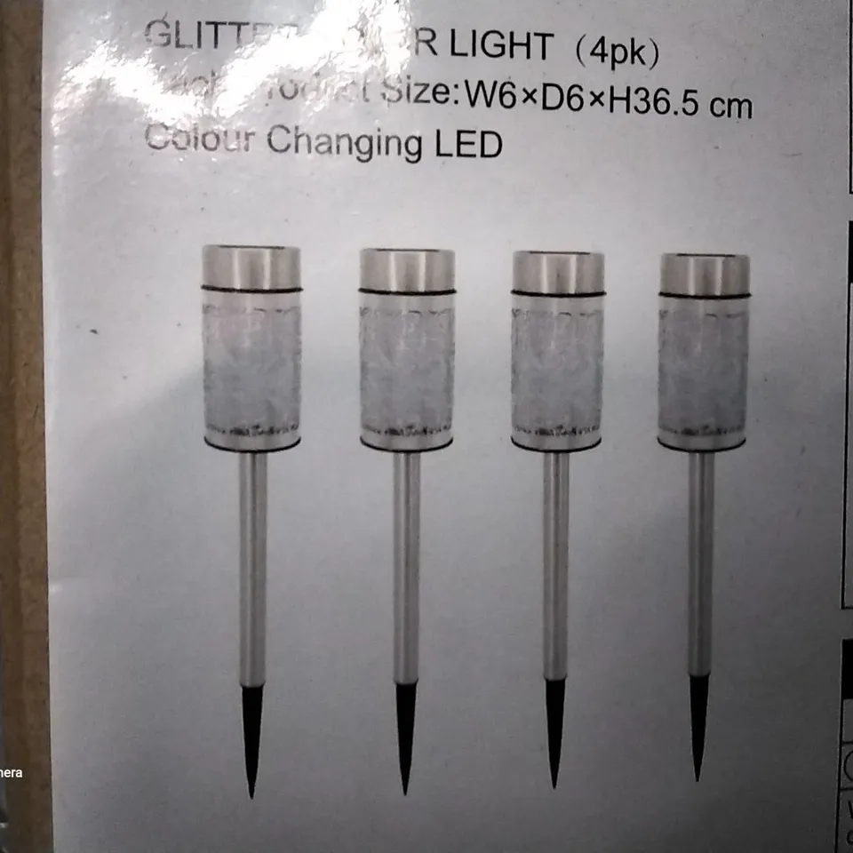 BOXED GLITTER SOLAR LIGHT 4 PACK 