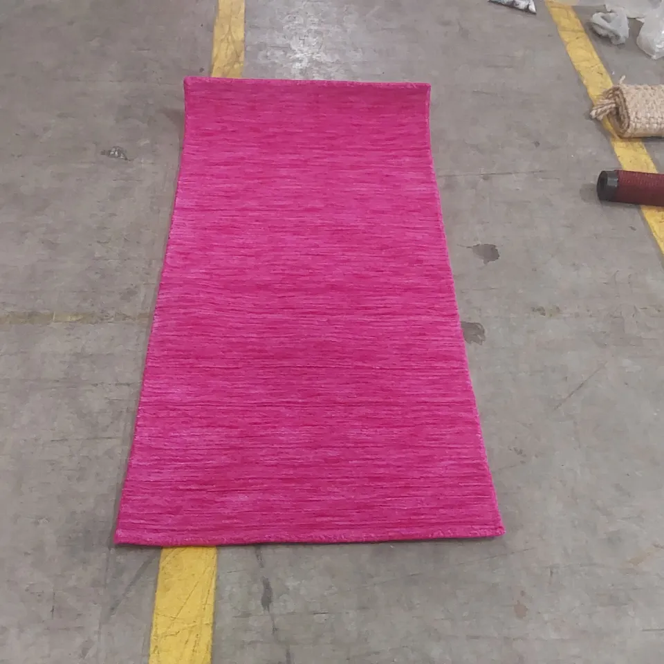 QUALITY DESIGNER RECTANGULAR UNIFORM COLOR WOOL HAND WOVEN AREA RUG - 70 x 140cm