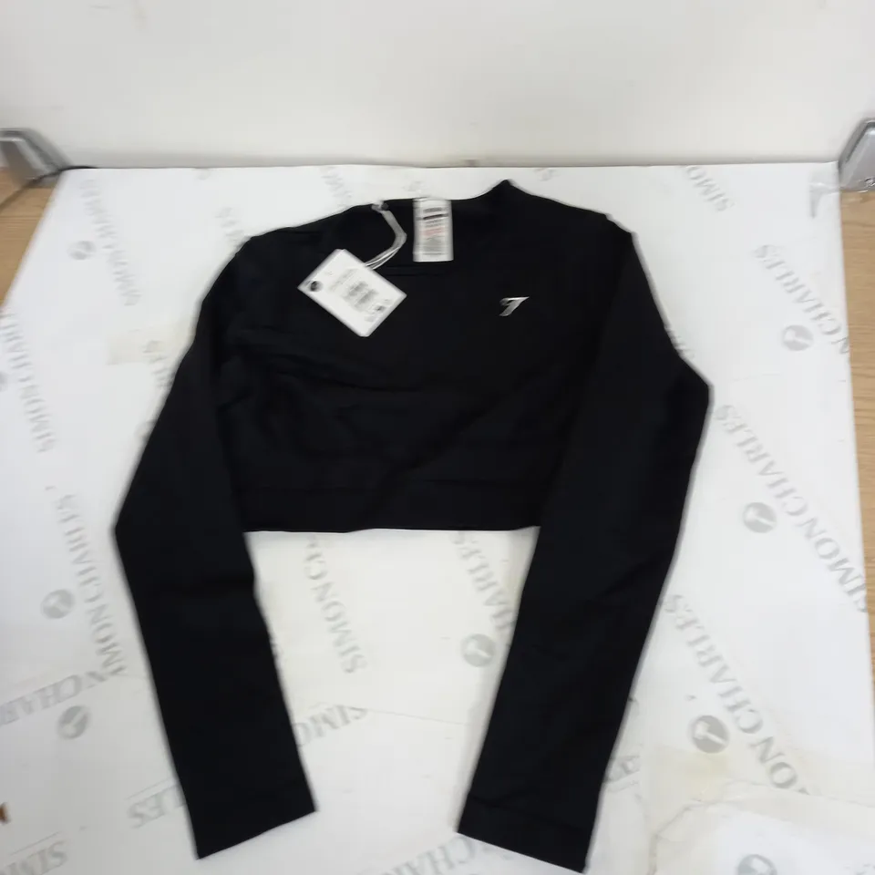 gymshark everyday seamless long sleeve crop top black - large