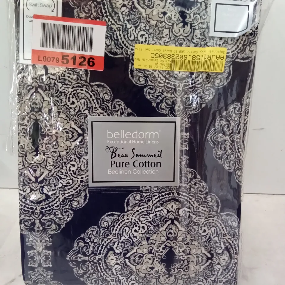 AVA 200TC PERCALE KINGSIZED BLUE & WHITE DUVET SET 230X220CM