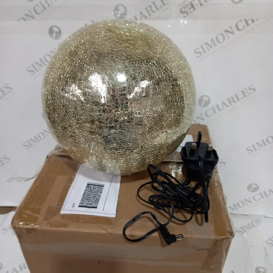 BOXED MR CHRISTMAS 8" GLASS CRACKLE SPHERE WITH ROTATING LIGHT
