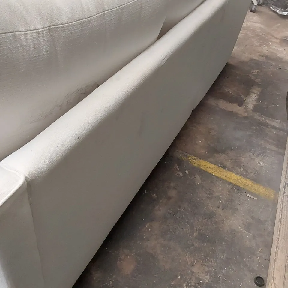 QUALITY DESIGNER CREAM FABRIC UPHOLSTERED CORNER CHAISE SOFA