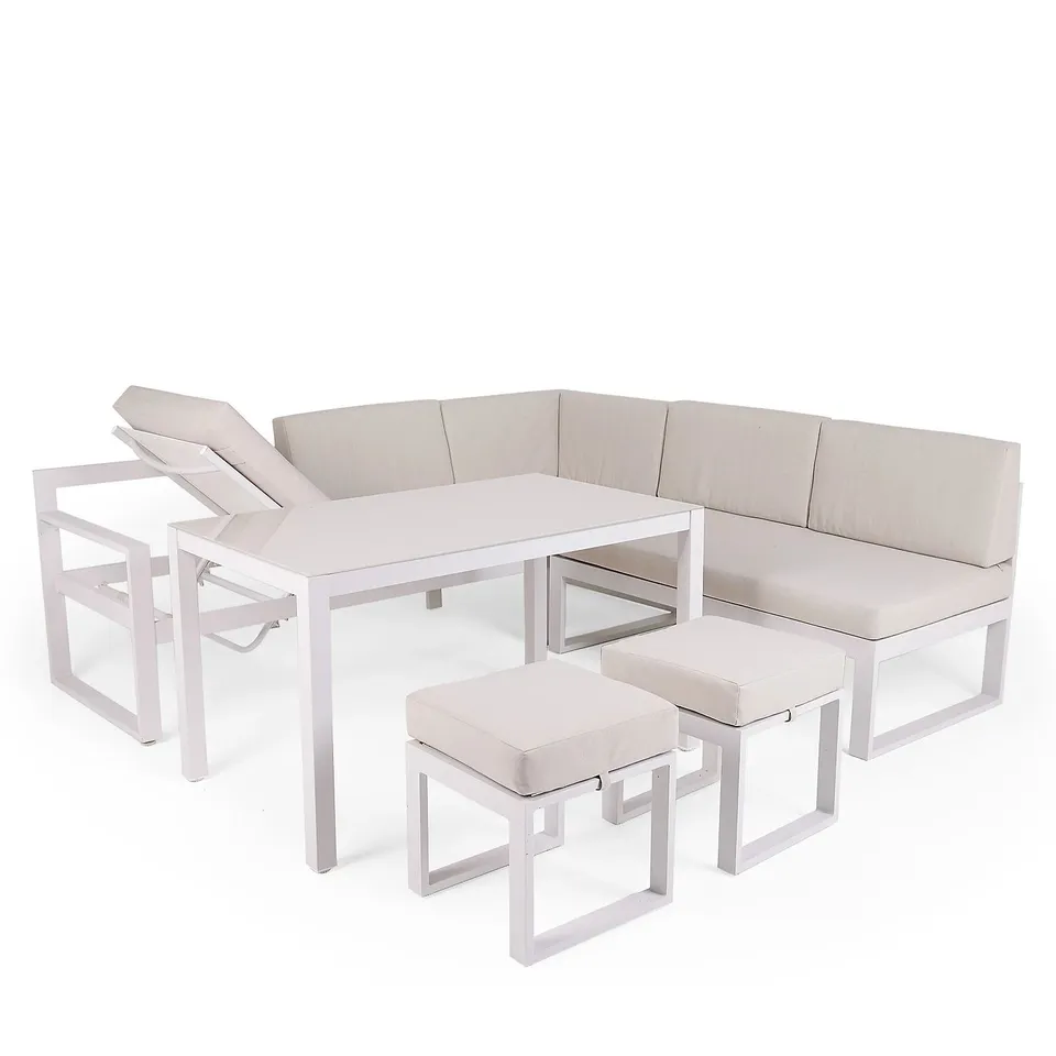 MY GARDEN STORIES 8 SEATER CHAIR & TABLE DINING SET WITH LOUNGING FUNCTION IN GRAPHITE - COLLECTION ONLY (MULTIPLE LOOSE PARTS)