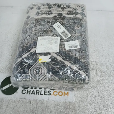 PATTERNED CARPET RUG, BLUE/GRAY, SEALED IN PLASTIC PACKAGING