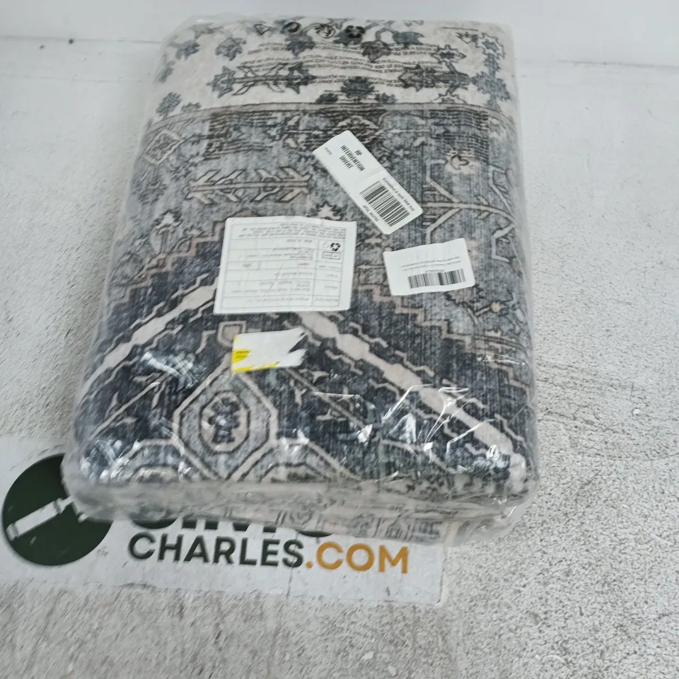 PATTERNED CARPET RUG, BLUE/GRAY, SEALED IN PLASTIC PACKAGING