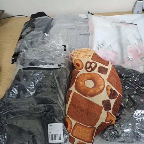 BOX OF ASSORTED CLOTHING ITEMS TOO INCLUDE JUMPERS, SHIRTS AND TROUSERS IN VARIOUS SIZES AND COLOURS   