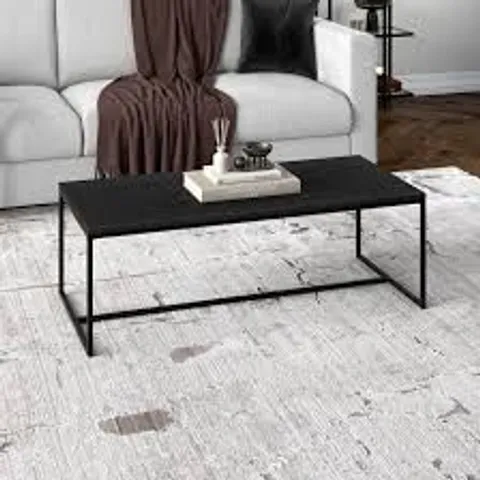BOXED HENN&HART BOONE COFFEE TABLE, 47" WIDE, BLACK / GRAIN (1 BOX)
