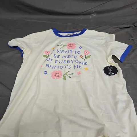 JOANIE CREAM TEE SIZE M