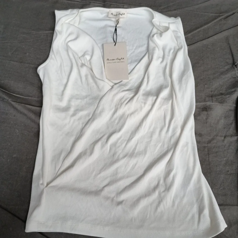 PHASE EIGHT SUTTON SLEEVELESS DRAPE RIB TOP – IVORY, UK 10