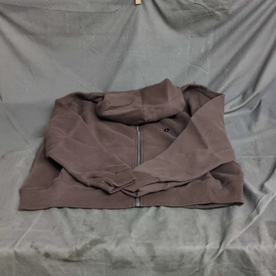 HOLLISTER BOXY FIT ZIP HOODIE – BROWN, SIZE L, MADE IN VIETNAM