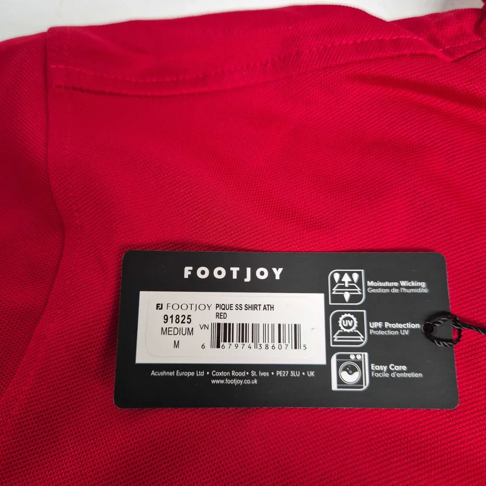 FOOTJOY PIQUE SS SHIRT ATH RED - SIZE MEDIUM (M)